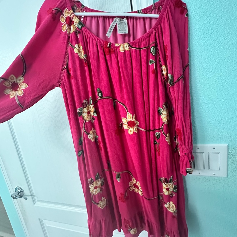 Floral Embroidered Pink Dress